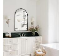 Minuover Miroir Mural arqué pour Salle de Bain, 61 x 91,4 cm, Cadre en métal Moderne, Noir, pour entrée, Salon, Chambre à Coucher, décoration Murale