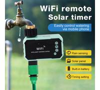 Minuterie d'arrosage, minuterie d'arrosage solaire Wi-Fi avecà distance via application, capteur de pluie, panneau réglable, contrôleur d'arrosage automatique d'extérieur pour pelouse,