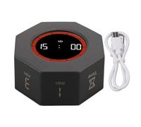 Minuterie de productivité Petite minuterie Pomodoro Rechargeable 1 3 5 15 30 60 90 Minutes préréglée avec capteur de gravité Compte à rebours personnalisé à Rotation Automatique (Black)
