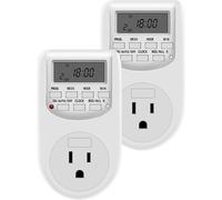 Minuterie De Sortie 24 Heures Pour L'intérieur, 2 Pièces, Lampe Programmable Et Minuterie De Lumière Pour Prises Électriques Prise Us