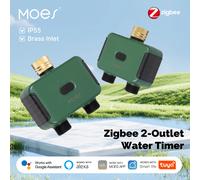 Minuterie d'eau intelligente MOES ZigBee à 2 sorties, entrée en laiton, irrigation Programmable, Tuya Compatible avec Alexa/Google Home