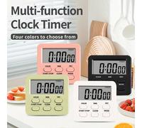 Minuterie électronique couleur macaron, options de couleurs multiples, minuterie d'apprentissage et de cuisine avec grand écran, conception magnétique et sur pied, fonctionnement silencieux ABS