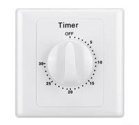 Minuterie Mécanique Journalière 15A Interrupteur Programmable(30 minutes) | Curseurs 15min, mode auto/permanent, plastique résistant, , 85x85x48mm, pour facile installer