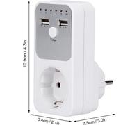 Minuterie numérique intelligente avec prise Schuko 16 A, 180-260 V, port USB et compatibilité UE