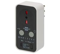 Minuterie Prise électrique Brennenstuhl, Prise temporisée pour optimiser la consommation d'énergie, multiprise programmable avec 1 Prise USB-C et 1 Prise USB-A, IP20