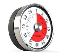 Minuteur cuisine mécanique magnétique FISHTEC zone rouge alarme 60 minutes fixation magnétique réfrigérateur maison bureau Gris G
