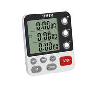 Minuteur Cuisine Numerique - Triple Ecran Affichage, Outil Gestion Compte Rebours, Volume Reglable & Alerte Vibration + Voyant Flash, Longue Vie Pile - pour Cuisson & Productivite