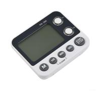 Minuteur de Cuisine Double Ligne avec Grand Écran LCD, Compte à Rebours 99h59m, pour alarme Puissante et Silencieuse, Mémoire, pour Cuisson et Étude - Gris/Blanc