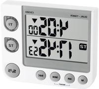 Minuteur de cuisine électronique Dual Timer Memory, blanc, 3 niveaux de volume