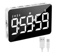 Minuteur de Cuisine LED Rechargeable - Chronomètre & Compte à Rebours Digital, Luminosité et Volume Réglables, Aimanté pour Cuisine, Réunion ble de Charge Inclus)