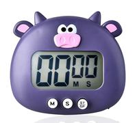 Minuteur de Cuisine, Minuterie numérique pour Animaux de Dessin animé, Minuterie de Cuisine, minuteries à Compte à rebours pour Enfants, écran LCD, Minuteur de Cuisine magnétique (Violet)