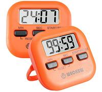 Minuteur de Cuisine, WECKEW Electronique Magnétique Digital Numérique avec Alarme Sonore LCD Écran Compte à Rebours Support Aimanté outil de gestion du temps pour enfants et adultes(2 Orange)