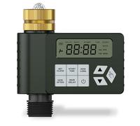 Minuteur de robinet de tuyau pour jardin extérieur, Ortis en laiton, minuterie d'arrosage programmable, IP67 et design anti-fuite, retard de pluie/manuel/automatique pour pelouse, cour, 1 sortie