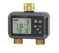 Minuteur d'irrigation en laiton à double sortie avec retard de pluie, système d'arrosage automatique programmable pour pelouse, robinet de tuyau à piles