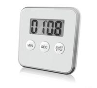 Minuteur électronique avec écran LCD, dos magnétique et support, compte à rebours de 99 minutes, construction ABS, pour cuisine, bureau ou atelier (blanc)