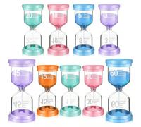 Minuteur macaron, horloge de sable colorée, sablier de 1/3/5/10/15/20/30/45/60 minutes, convient pour les jeux, le brossage des dents, les devoirs, l'enseignement scolaire, la cuisine, les bureaux à d