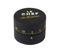Minuteur mécanique rond noir sérigraphie Bistrot - -