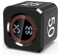 Minuteur Pomodoro Cube LED 5/10/25/50 Minutes avec Temps Personnalisé, Minuteur Visuel Digital, Silencieux ou Sonore, Rechargeable USB-C pour Devoirs Enfant TDAH (Noir)