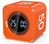 Minuteur Pomodoro Cube LED 5/10/25/50 Minutes avec Temps Personnalisé, Minuteur Visuel Digital, Silencieux ou Sonore, Rechargeable USB-C pour Devoirs Enfant TDAH (Orange)