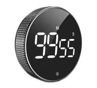 Minuteur Relaxdays, LED dimmable, magnétique, Alarme 3 Niveaux (Fort à muet), minuteur/chronomètre 99 Min, Noir