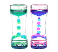 Minuteur sensoriel Liquide,Lot de 2 Sabliers Liquides avec Mouvement à Bulles, Bouteille Sensorielle, Sabliers Liquide pour Activité, Détente, Apaisant