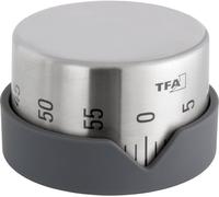 TFA Dostmann Minuteur 38.1027.10 0-60 min mécanique alarme sonore sans pile acier inoxydable gris