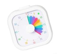 Minuteur visuel de 60 minutes avec disque arc-en-ciel pour enfants - Minuteur de bureau carré pour enseigner la gestion du temps et développer les compétences des fonctions exécutives (blanc)