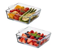 MINZHI Lot de 2 plaques de cuisson transparentes en verre - Capacité de 0,8 l - Mini plat à gratin carré en verre - Pour four, micro-ondes et lave-vaisselle