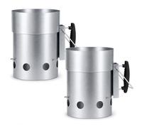 MIO TECK - 2 allume-feu BBQ en acier XL - Cheminée allume-charbon - Diamètre 19,5 cm x 30,5 cm - Démarreur rapide pour barbecue, grillades, bouilloire | avec poignée ergonomique en polypropylène, 31