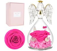 Miofula Rose Eternelle Cadeau Femme,Fleur Eternelle Cadeau Anniversaire Femme Mariage,Rose Éternelle Guardian Ange Figurine Cadeau Maman Mamie Couple,Cadeaux Femmes Fete des Meres Noel Saint Valentin