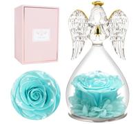 Miofula Rose Eternelle Cadeau Femme,Fleur Eternelle Cadeau Anniversaire Femme Mariage,Rose Éternelle Guardian Ange Figurine Cadeau Maman Mamie Couple,Cadeaux Femmes Fete des Meres Noel Saint Valentin