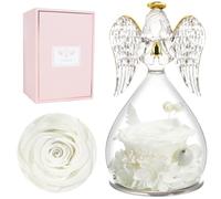 Miofula Rose Eternelle Cadeau Femme,Fleur Eternelle Cadeau Anniversaire Femme Mariage,Rose Éternelle Guardian Ange Figurine Cadeau Maman Mamie Couple,Cadeaux Femmes Fete des Meres Noel Saint Valentin
