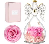 Miofula Rose Eternelle Cadeau Femme,Fleur Eternelle Cadeau Anniversaire Femme Mariage,Rose Éternelle Guardian Ange Figurine Cadeau Maman Mamie Couple,Cadeaux Femmes Fete des Meres Noel Saint Valentin