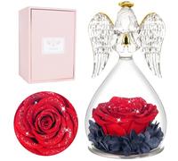 Miofula Rose Eternelle Cadeau Femme,Fleur Eternelle Cadeau Anniversaire Femme Mariage,Rose Éternelle Guardian Ange Figurine Cadeau Maman Mamie Couple,Cadeaux Femmes Fete des Meres Noel Saint Valentin