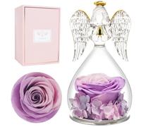 Miofula Rose Eternelle Cadeau Femme,Fleur Eternelle Cadeau Anniversaire Femme Mariage,Rose Éternelle Guardian Ange Figurine Cadeau Maman Mamie Couple,Cadeaux Femmes Fete des Meres Noel Saint Valentin