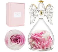 Miofula Rose Eternelle Cadeau Femme,Fleur Eternelle Cadeau Anniversaire Femme Mariage,Rose Éternelle Guardian Ange Figurine Cadeau Maman Mamie Couple,Cadeaux Femmes Fete des Meres Noel Saint Valentin