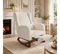 MIOOSUT Fauteuil à Bascule avec Repose-Pieds, Chaise à Bascule Fauteuil Relax a BascuLes Coussin Lombaire Rocking Chair avec Poche Latérale et Accoudoirs Chaise Bascules Chambre (Sherpa, Blanc cassé)