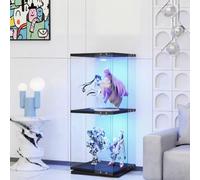 MIOOSUT Vitrine en Verre Vitrine LED Armoire de Rangement 2 Couches Noir | Armoire de Collection Moderne en Verre 38*38*82cm avec lumière LED design rotatif à 360 degrés pour Salon, Chambre ou Bureau