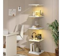 MIOOSUT Vitrine en Verre Vitrine LED Armoire de Rangement 4 Couches Blanc | Armoire de Collection Moderne en Verre 38*38*160 avec lumière LED design rotatif à 360 degrés pour Salon Chambre ou Bureau