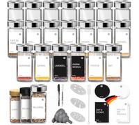 Miorkly Pot a Epices en Verre, Bouchon Inox Epices Bocaux Epices 120ML, 24 Epices Pots Rangement, Avec Etiquette Epices, Entonnoir, Stylo, Embout Multi-Type Sortie, Rangement Parfait Cuisine D'epices