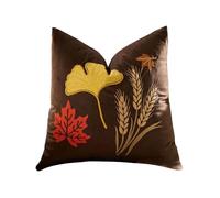 MiOYOOW Housse de Coussin Automnale, Taie d'oreiller Respirante 45 X 45 Cm, Décoration de Coussin Broderie Feuille d'érable, Ornements pour la Maison, la Chambre ou pour Thanksgiving et Noël