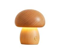 MiOYOOW Lampe Champignon en Bois, Lampes Chevet à Intensité Variable, Veilleuse Table Sans Fil, avec Tête de Champignon Amovible Rotative à 360°, pour Décoration Chambre à Coucher, Dortoir