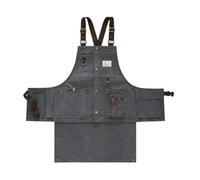 MiOYOOW Tablier d'Atelier de Menuiserie, Tablier de Soudeur en Toile Réglable, Blouse à Dos Croisé avec Plusieurs Poches pour Travail Cuisine Jardinage Maison
