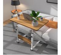 MIPAN.60x40cm Table Roulante pour Lit Canapé - Table d'Appoint Bureau Mobile Réglable en Hauteur 62-85cm - Table d'Appoint -Jaune