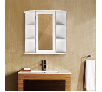 MIPAN. Armoire Miroir de Salle de Bain - Avec Rangement + Miroir - Blanc Armoire de Salle de Bain Murale - 60 x 58 x 17cm
