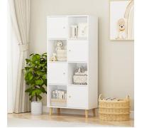 MIPAN.Blanc Bibliothèque avec 8 Cubes, Meuble de Rangement, Bibliothèque Étagère Rangement avec 4 Portes - 64.5x30x138cm