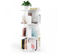 MIPAN. Blanc Bibliothèque Rotative - Bibliothèque Étagère Rangement - Étagère Livre à 3 Niveaux - 40x40x98cm
