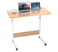 MIPAN.Burea-Rehausse Bureau.Table de lit avec Roulette Réglable en Hauteur.Avec Fente pour Carte, Table d'ordinateur Mobile.Marron