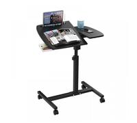 MIPAN.Bureau - Rehausse Bureau - Table de Lit Roulette - Réglable - Avec Petit Tiroir +Barbe - 60x40x59-89cm - Noir