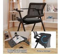 MIPAN. Chaise De Bureau - Chaise Visiteur - Chaises de Salles de Réunion - Chaise D'étude - Avec écritoire - Pliable- Noir(1pc)